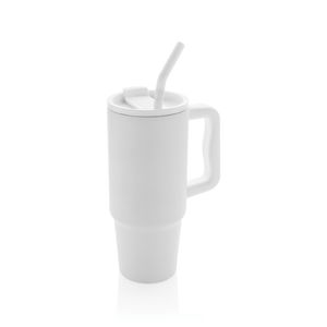 Mug Publicitaire | Mug paille acier inoxydable Blanc