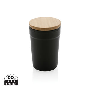 Mug 300 ml couvercle bambou publicitaire Noir