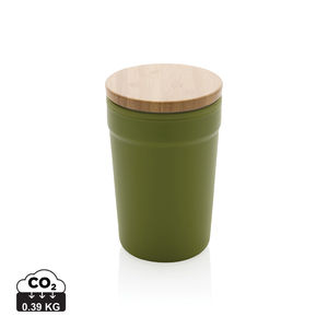 Mug 300 ml couvercle bambou publicitaire Vert