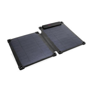 Panneau solaire portable en plastique recyclé 10W Solarpulse | Chargeur solaire publicitaire Noir