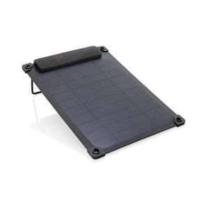 Panneau solaire portable en plastique recyclé 5W Solarpulse | Chargeur solaire publicitaire Noir
