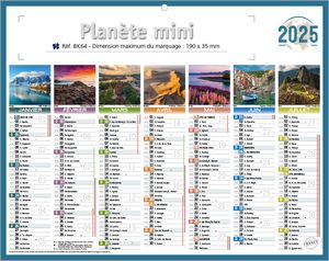 Petit calendrier bancaire publicitaire | Mini Planète