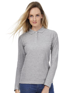 Polo personnalisé à manches longues | ID LSL F Heather Grey