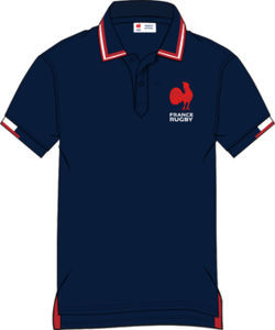 Polo rugby col rayé drapeau français publicitaire