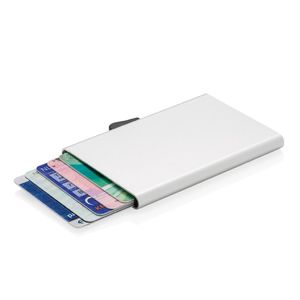 Porte-cartes en aluminium anti-RFID C-Secure publicitaire | Soko Argent