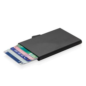 Porte-cartes en aluminium anti-RFID C-Secure publicitaire | Soko Noir
