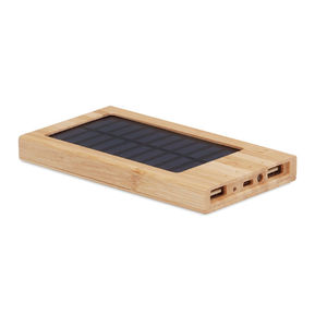 Powerbank personnalisable de 4000 mAh avec boîtier en bambou et panneau solaire|ARENA SOLAR Wood