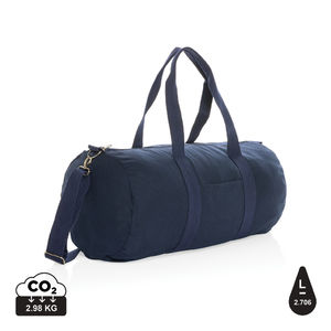 Sac de sport en toile recyclée et non teintée Impact AWARE™ | Sac de sport publicitaire Bleu marine