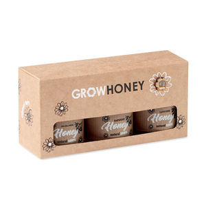 Sélection de 3 pots de miel publicitaire naturel différents|BEEBEE SET Wood