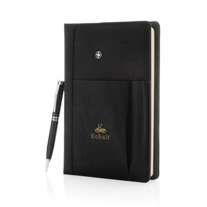 Set carnet A5 + stylo publicitaire Noir