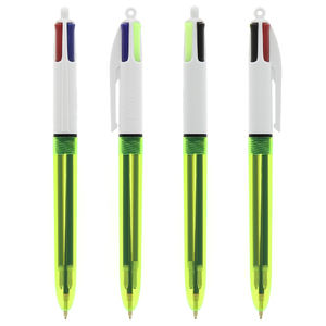 Stylo 4 couleurs publicitaire | BIC® 4 Couleurs Fluo Jaune clear