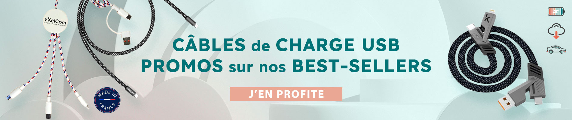 Promotion sur les câbles de charge USB